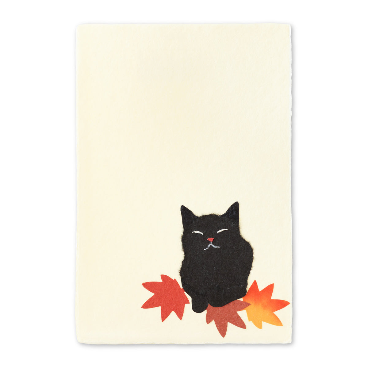 めでたや】ちぎり絵はがき 秋 黒猫 日向ぼっこ A – めでたやオンライン