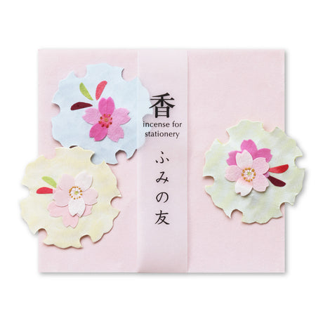 かほりふみの友　雪輪に桜｜和紙 切り絵の文香