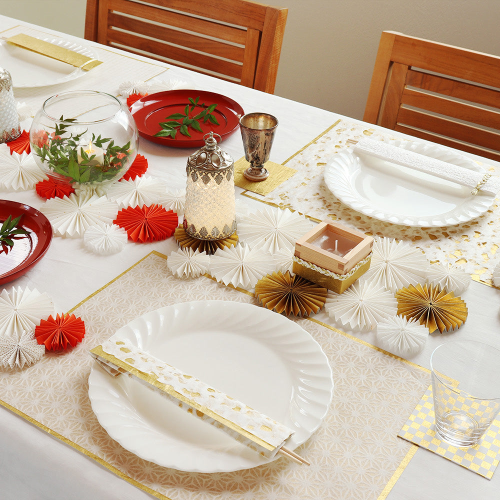 PLACE MAT 麻の葉×金 お正月テーブルイメージ