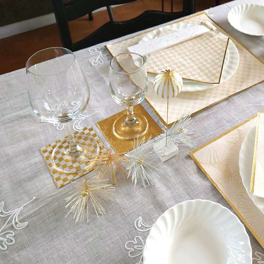 PLACE MAT　手漉き薄和紙｜市松×金｜和紙のテーブルウェア