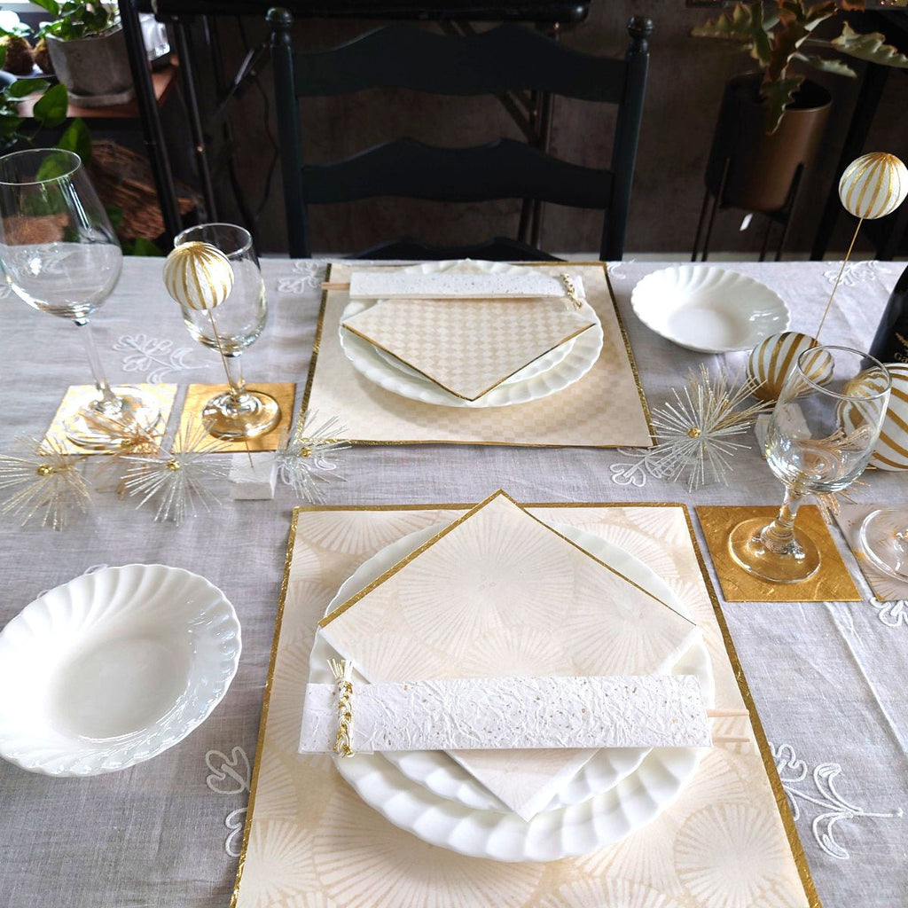 PLACE MAT　手漉き薄和紙｜松葉×金｜和紙のテーブルウェア
