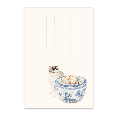 季節の絵はがき　冬　猫と火鉢