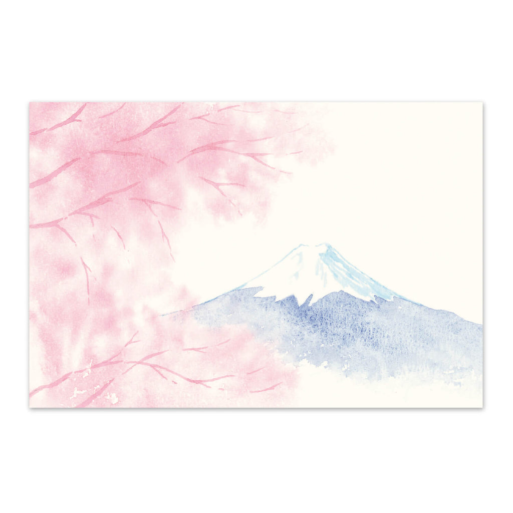 季節の絵はがき　春　富士山と桜　横