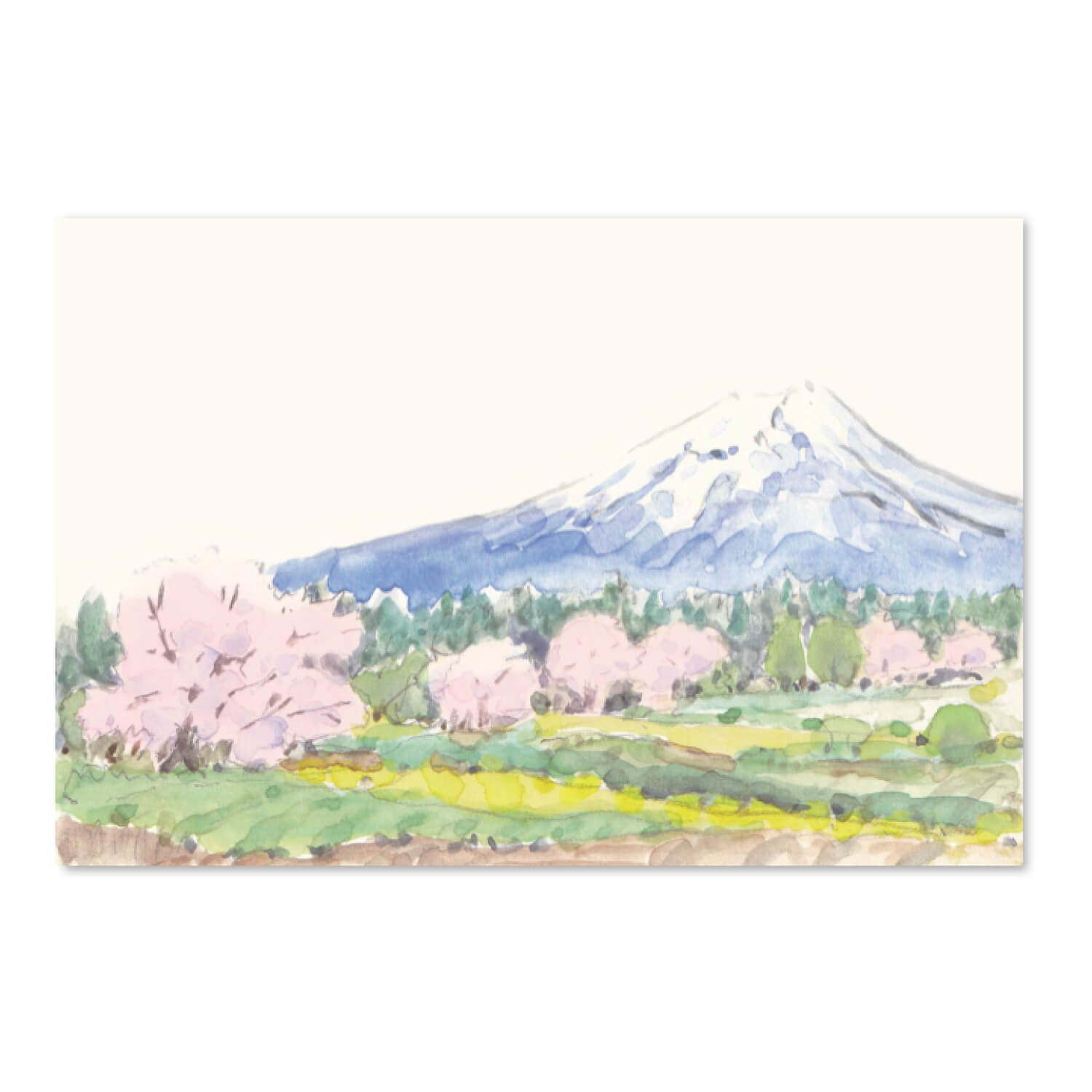 めでたや】季節の絵はがき 春 富士山と桜 横 – めでたやオンラインショップ