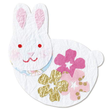 お祝いオーナメント 　花うさぎ　2枚入