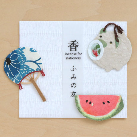 かほりふみの友　お昼寝（うちわ・蚊やりぶた・すいか）