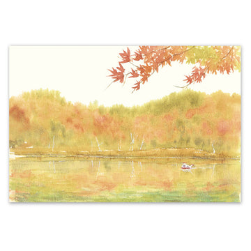 季節の絵はがき　秋　四尾連湖（しびれこ）の秋