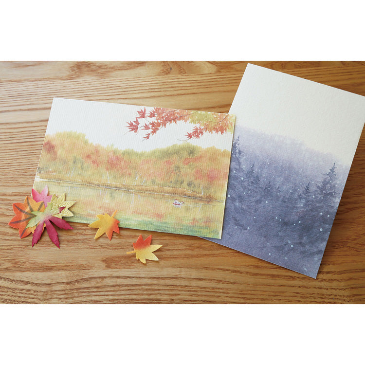 季節の絵はがき　秋　四尾連湖（しびれこ）の秋　イメージ